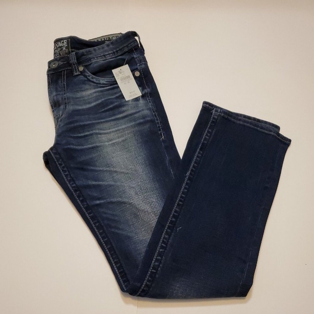 NWT Buckle Salvage Slim Straight Havoc Denim Blue Jeans Size 30×32 New With Tags
